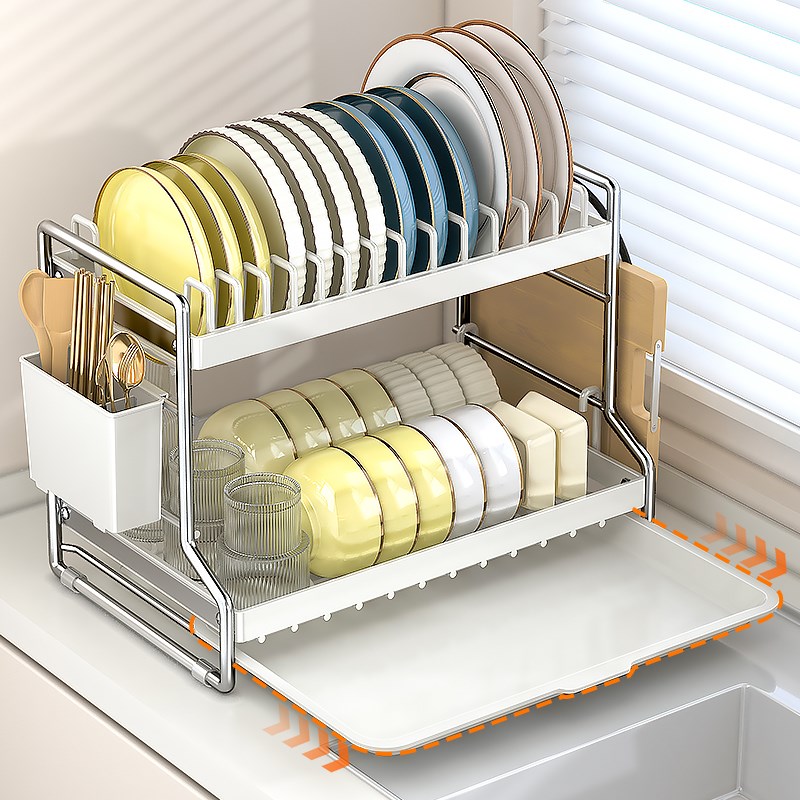 ins奶油风小型碗碟沥水架收纳架厨房置物架台面碗盘碗架砧板架子