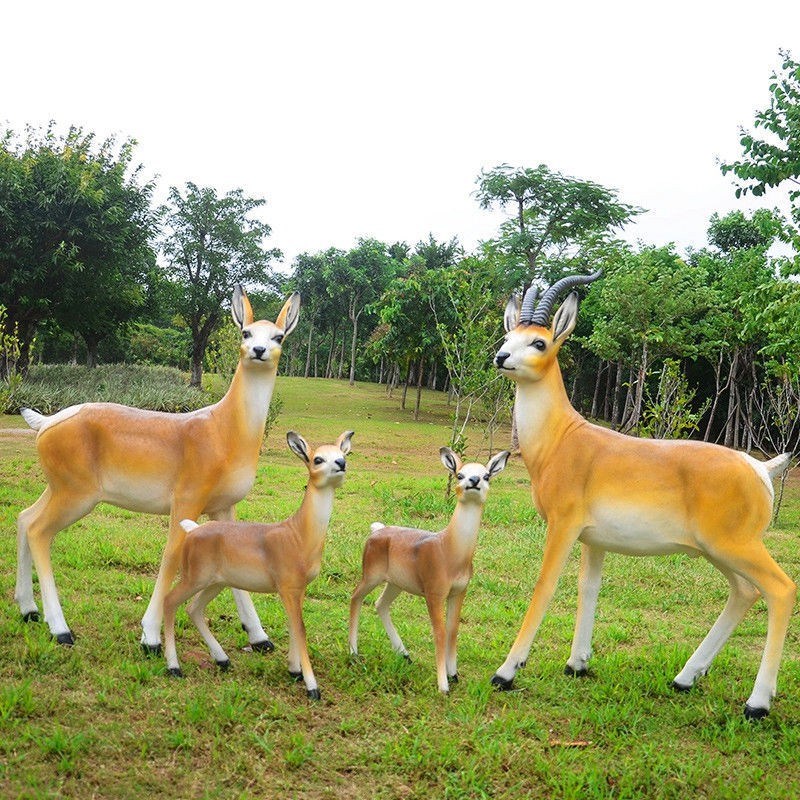 彷真藏羚b羊玻璃纤维摆件户外庭院花园公园小动物雕塑模型工艺礼
