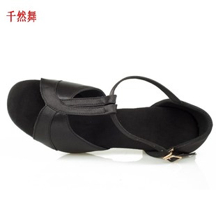 新款黑色鱼嘴拉丁舞鞋子女中跟软底高跟舞蹈鞋拉丁鞋子女士跳舞鞋