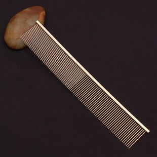 宠物高档梳子排梳针梳狗狗金毛贵宾长排梳23cm铜柄美容工具去浮毛
