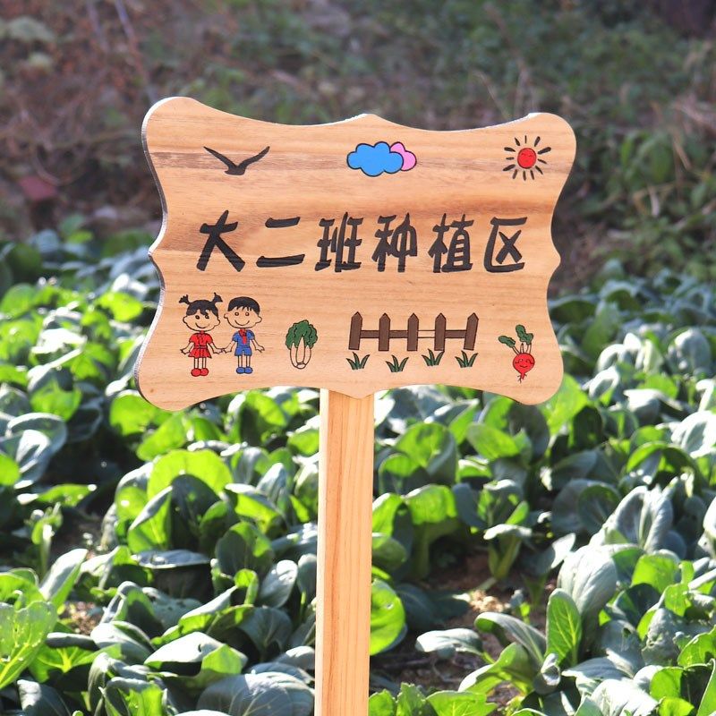 户外菜地花草幼儿园菜园种植花园装饰插地木质提示标识牌木牌定制