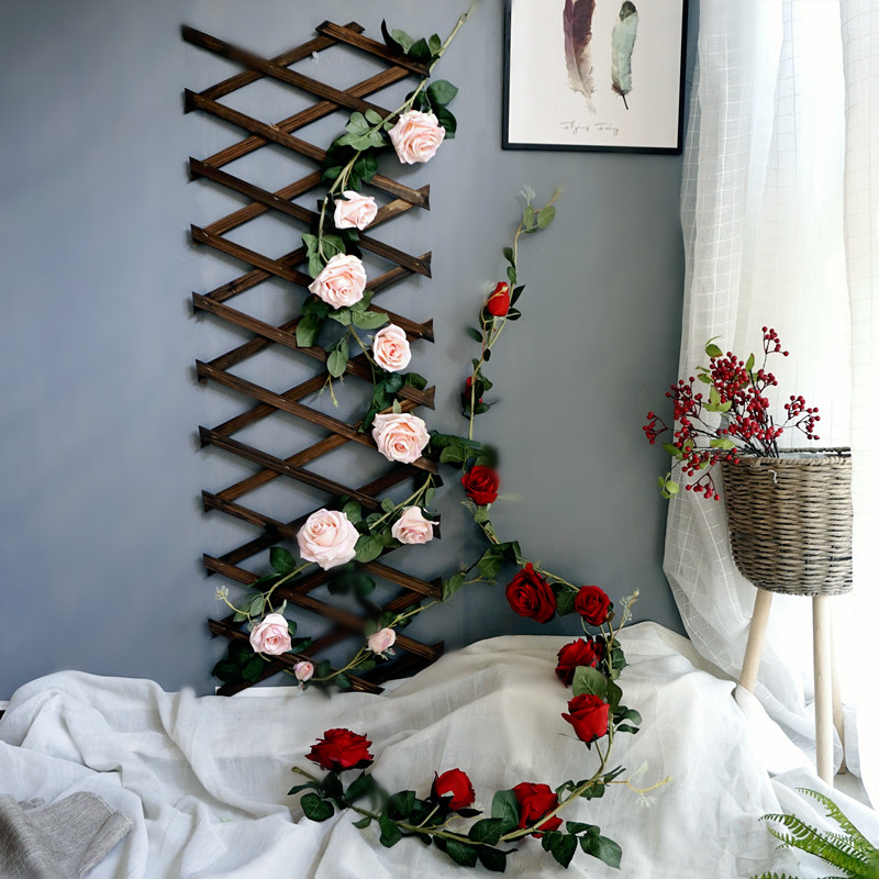玫瑰花藤假花藤条室内外壁挂仿真绿植物装饰空调管道缠绕塑料藤蔓