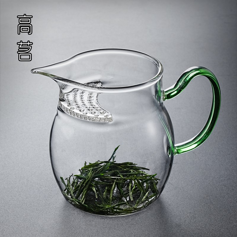月牙过滤公道杯茶滤网一体绿茶泡茶器茶水分离玻璃分茶器高级