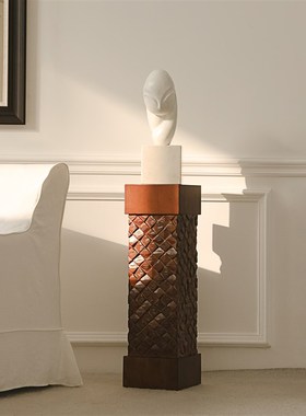 形上实木墩子花架底座雕塑艺术品摆件民宿酒店落地玄关装饰台柱子