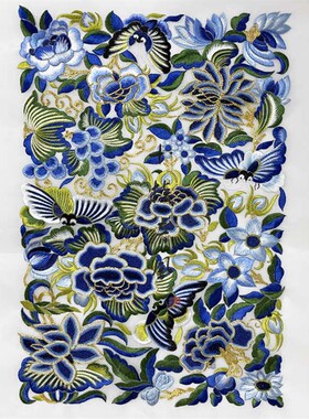 中级难度 马面裙裙门diy刺绣材料包 清代纹样 十指春风传统刺绣