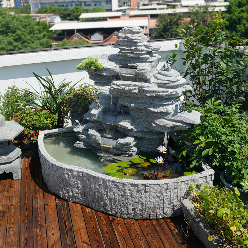 庭院阳台假山流水喷泉鱼池景观装饰户外别墅花园循环水池造景摆件