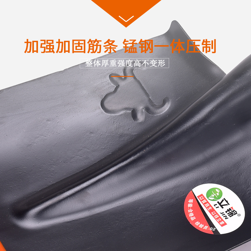 农用锰钢大号特大铁锹方头钢锹全钢尖头加厚铁铲平口挖树铲子木柄