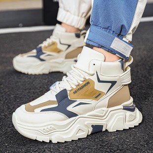 男鞋2024夏季小个子内增高12cm10高帮板鞋厚底男士休闲运动老爹鞋