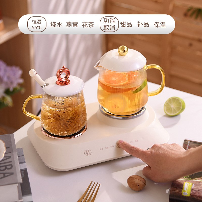 智能迷你养生杯办公室分体煮茶器炖煮花茶烧水杯高硼玻璃恒温礼品