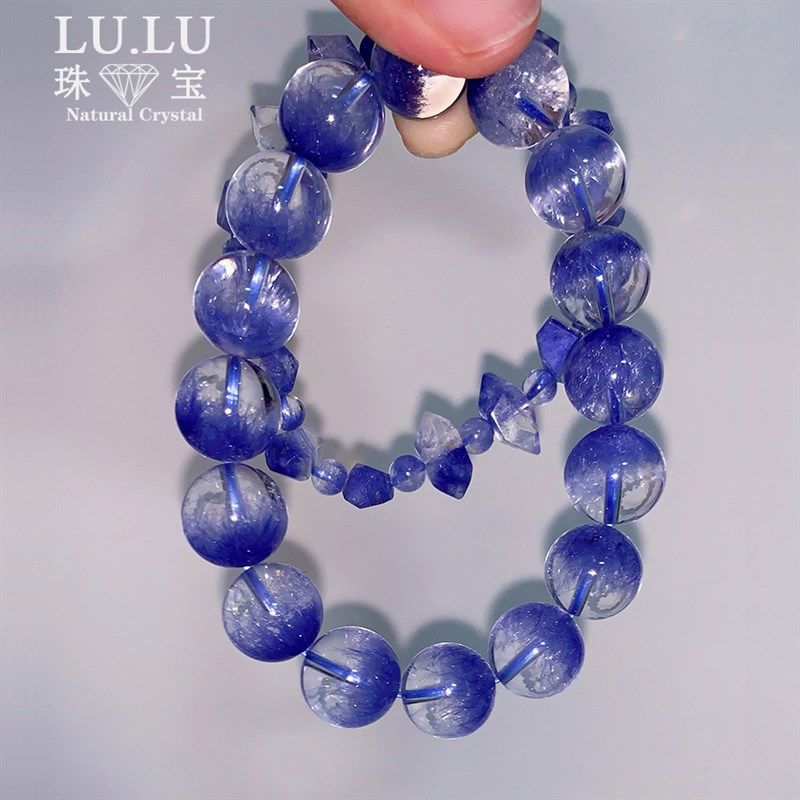 产量低 蓝发晶蓝绒花聚宝盆手链  白体蓝发晶 原矿 藏品,饰品/流行首饰/时尚饰品新,手饰/手串,淘宝优惠券,粉丝福利购,淘宝优惠卷