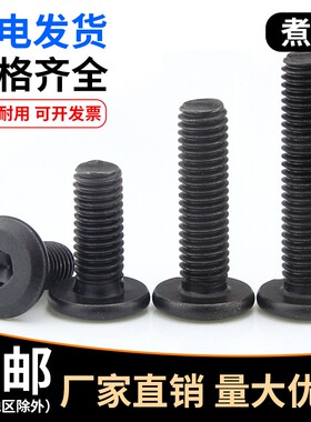 黑色内六角家具斜大平头内六角螺丝 圆头平头倒边螺栓M6M8