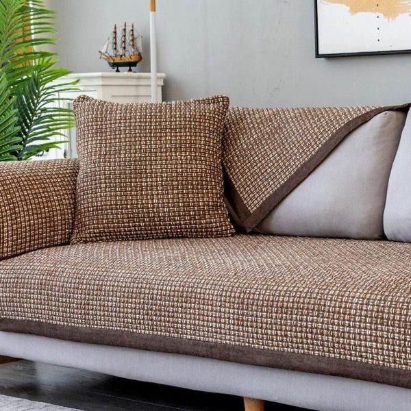 新中式沙发垫夏季防滑坐垫新款2024年高档加厚棉麻布艺亚麻实木