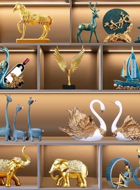 2024b客厅摆件高档家居酒柜电视柜装饰品玄关桌面乔迁新居现代轻