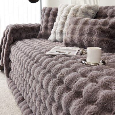 兔毛绒沙发垫冬季加厚毛绒防滑坐垫2024新款沙发套罩全盖布靠背巾,居家布艺,沙发垫,淘宝优惠券,粉丝福利购,淘宝优惠卷