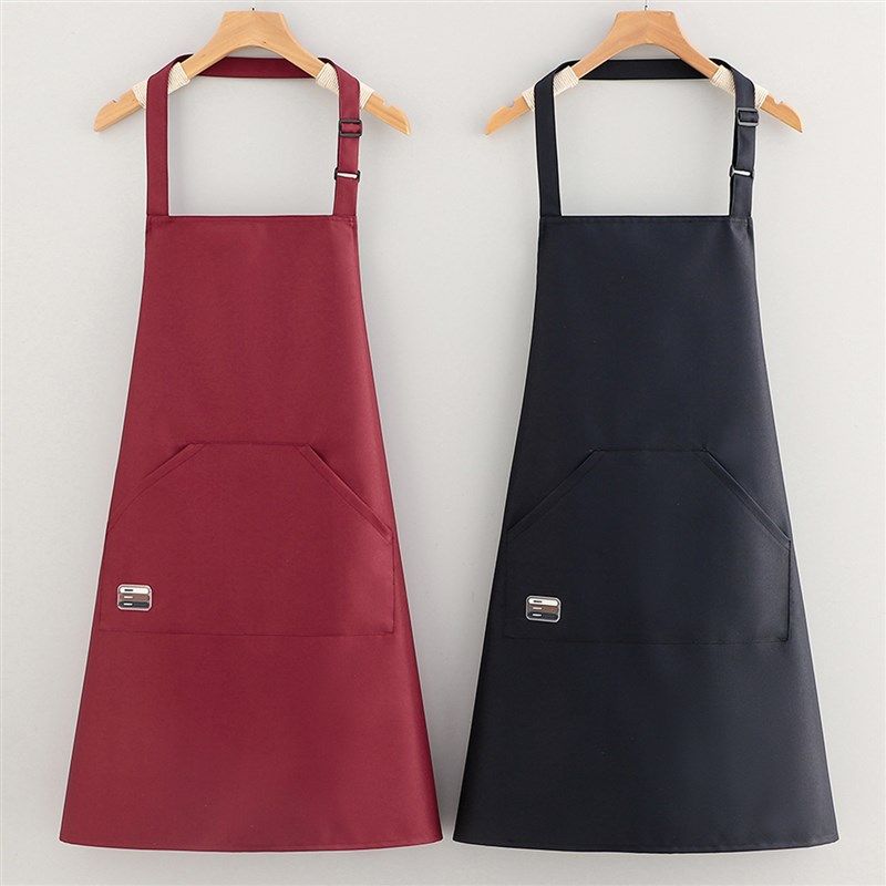 纯色防水防油围裙可调节挂脖厨房餐饮专用定制logTo印字工作服围