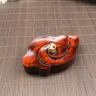 炉九小巧香插莲花线香三孔紫檀创意鼎插底座木客厅家具摆件足