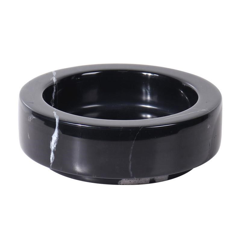 现代大理石圆形花盆创意家居酒店售楼处客M厅玄关软装饰品花器摆