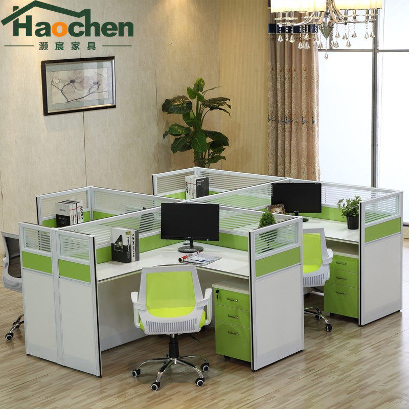 屏风办公桌4人桌椅组合简约现代L型职员桌6人卡位隔断办公室工位