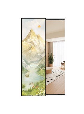 日照金山隐藏式推拉全身镜奶油风卧室暗藏穿衣试衣镜玄关装饰挂画