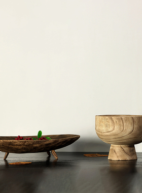 木质带脚长托盘侘k寂风摆件茶几实木果盘客栈民宿风格软装饰品摆