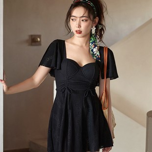 大码泳衣女胖mm200斤显瘦遮肉带钢圈大胸显钢托遮肚微胖温泉裙式