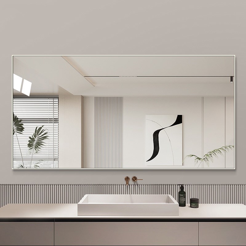 简约浴室镜方形家用壁挂超白镜子卫生间化妆镜墙挂贴墙自粘免打孔