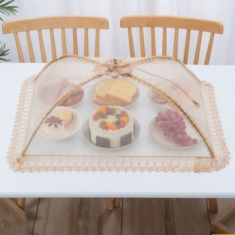 长方形餐桌罩盖菜罩伞折叠防蚊蝇饭菜罩食物罩长方形大号纱网透气