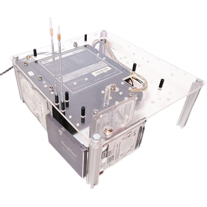 台式matx电脑机箱透明亚克力板玻璃全透atx简约开放式主板托架