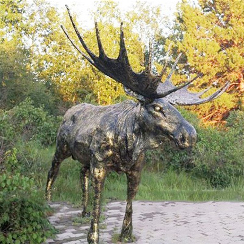 仿铜麋鹿玻璃钢雕塑广场室内园林装饰PU泡沫模型摆件影视道具定制
