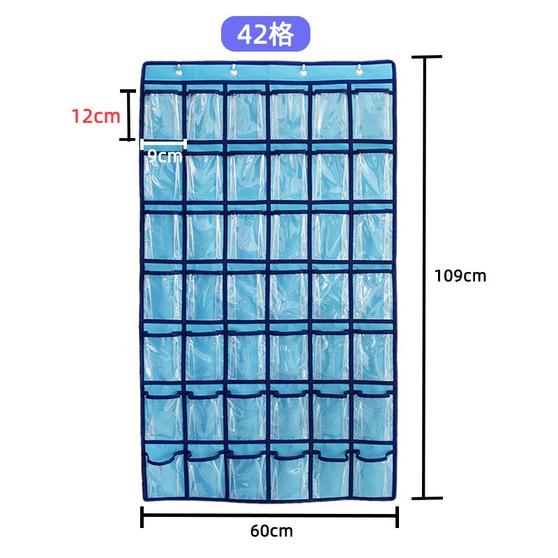 漫栩新款42格透明口袋手机收纳挂袋卡片整理壁挂袋寝室杂物置物袋