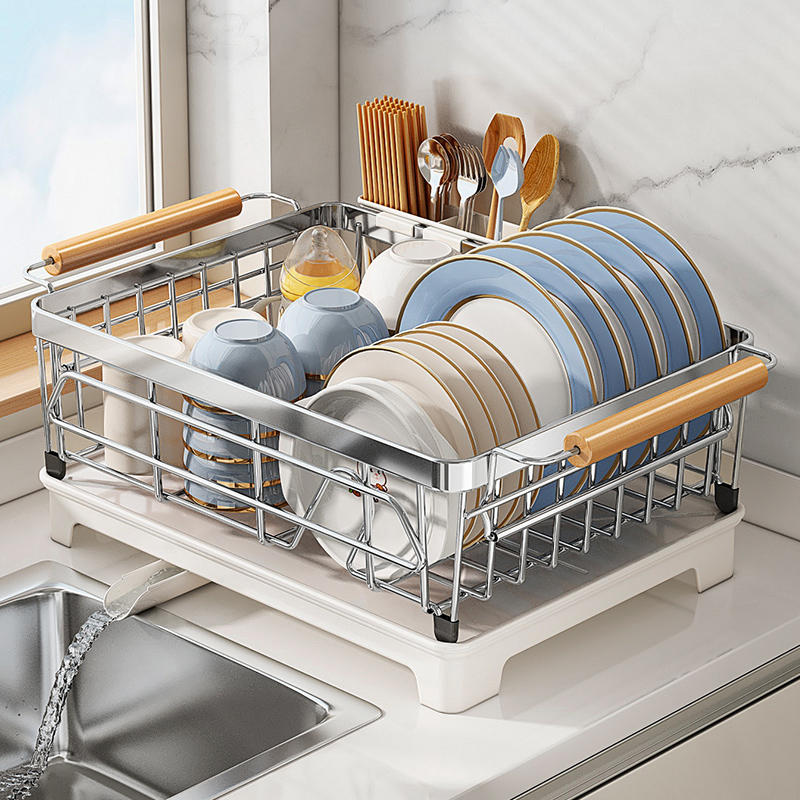 碗碟收纳架碗盘沥水架304不锈钢碗架厨房置物架放碗筷碟子沥水篮