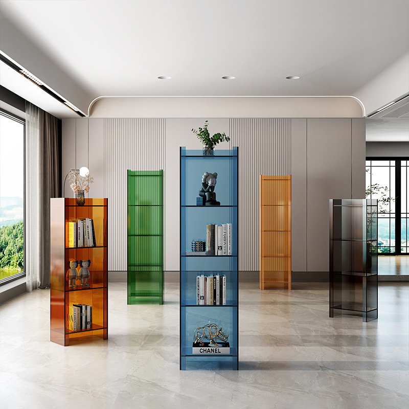 北欧亚克力陈列架客厅收纳置物架多层落地轻奢书架靠墙创意展示架