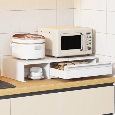 微波炉可抽拉式置物架厨房备菜托盘抽屉电饭煲托板推拉收纳台,厨房/烹饪用具,微波炉置物架,淘宝优惠券,粉丝福利购,淘宝优惠卷