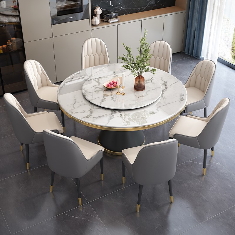 岩板餐桌椅组合轻奢m现代简约2025新款酒店家用小户型大圆桌饭桌