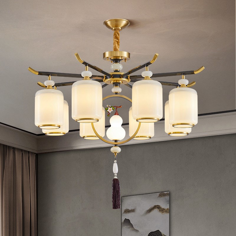 新中式吊灯全铜客厅灯简约大气A新款高档别墅卧室餐厅中国风灯具