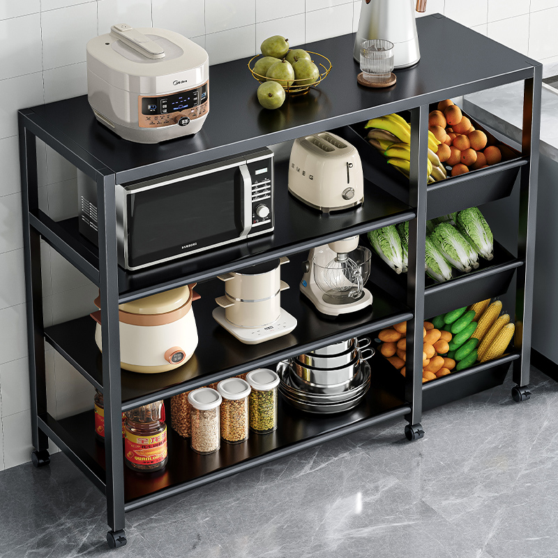 厨房多功能蔬菜篮子置物架t落地多层微波炉锅具收纳层架家用储物