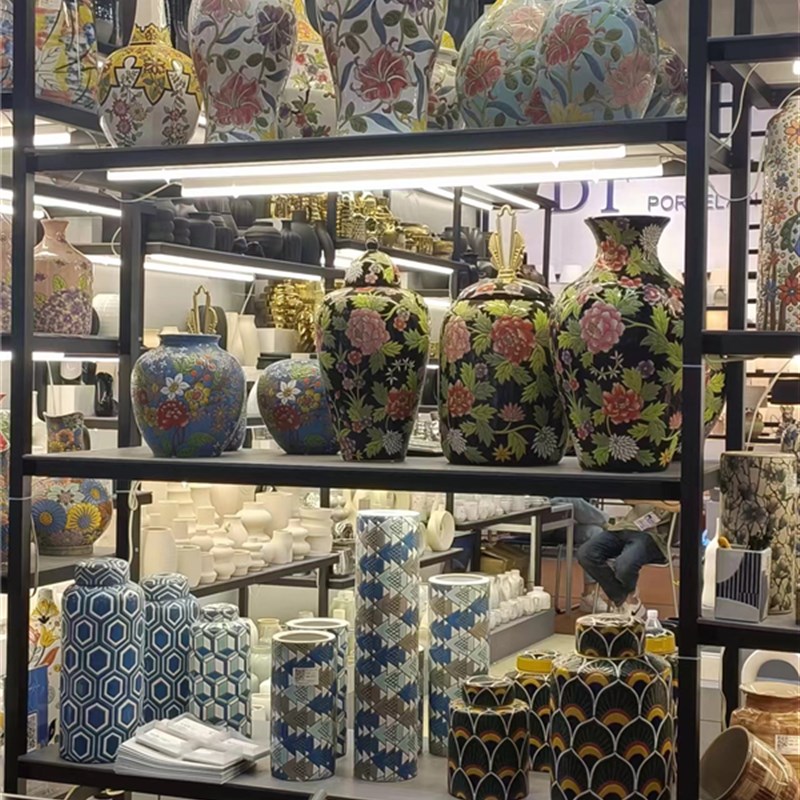 中欧式家居装饰h粉彩陶瓷储物罐民宿客厅电视柜摆件玄关博古架摆