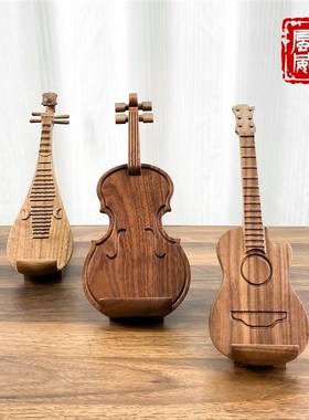 海风威胡桃木h琵琶摆件国风文创乐器手机平板桌面支架生日礼物