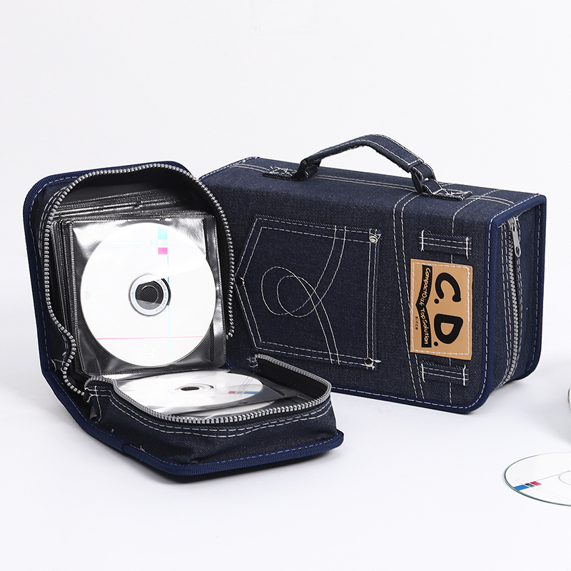 简创大容量CD包加厚牛仔布光盘包碟片盒12N8片装DVD盒碟片包