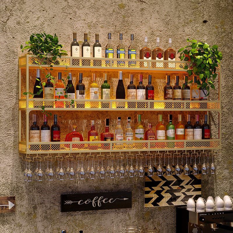 壁挂酒架置物架红酒柜展示架餐厅挂墙背景装饰酒杯架倒挂高脚杯架