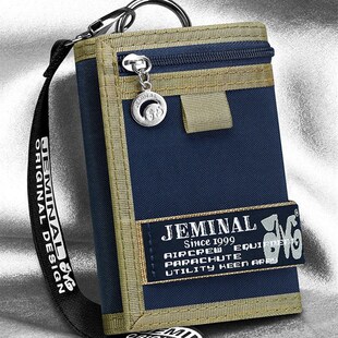 男帆布折叠小钱包多功能时尚零钱包学生短卡包男孩儿童手拎挂脖包