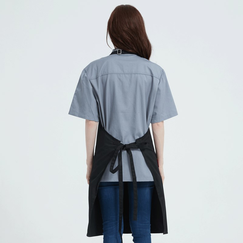 加长挂脖黑色围裙皮大口袋咖啡师工作服定制LOGO餐饮印刷家用防污