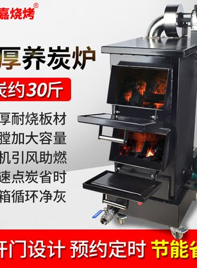 商用养炭炉烤肉店烧碳炉双开门生碳炉点碳机加厚点V炭炉餐厅养碳