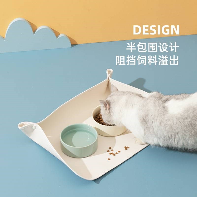 防洒餐垫宠物猫咪碗垫防水防油PU皮革猫碗狗碗防滑垫大小餐垫
