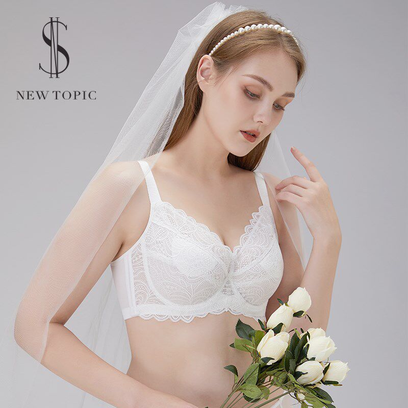 内衣夏季a薄款女大胸显小胸罩超薄款蕾丝大码文胸聚拢收副乳防下