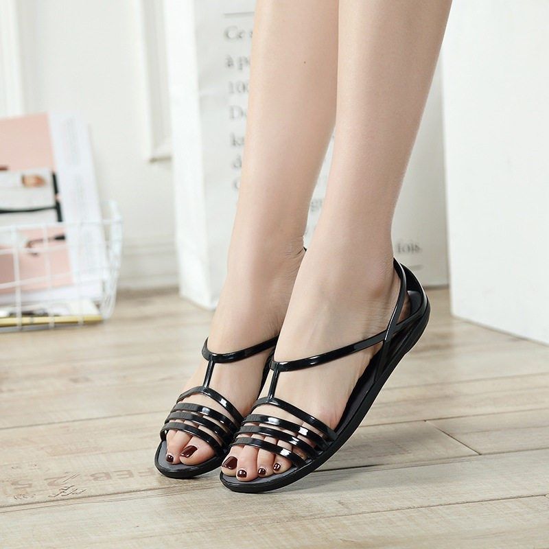 2025年新款夏季果冻鞋女鱼嘴平底沙滩鞋海边旅游防滑水晶塑料凉鞋,女鞋,时装凉鞋,淘宝优惠券,粉丝福利购,淘宝优惠卷