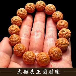 财迷猴头手串男款盘玩雕刻文玩核桃大尺寸弥勒核雕财神正圆橄榄核
