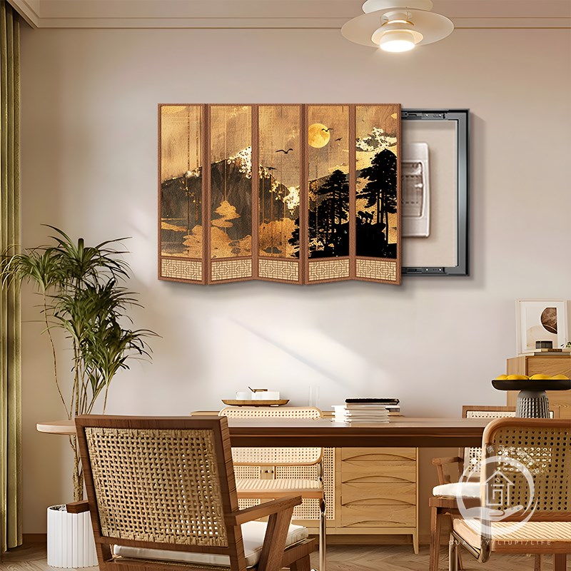 中古风电表箱装饰画宋代美学饭厅C配电箱总闸开关盒弱电箱遮挡挂
