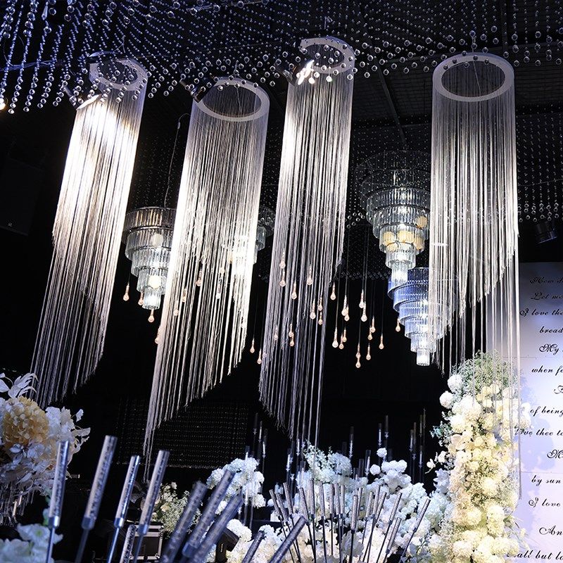 婚礼堂吊顶装饰成品婚庆流苏线帘舞台背景装饰氛围感路引造景布置,节庆用品/礼品,路引,淘宝优惠券,粉丝福利购,淘宝优惠卷