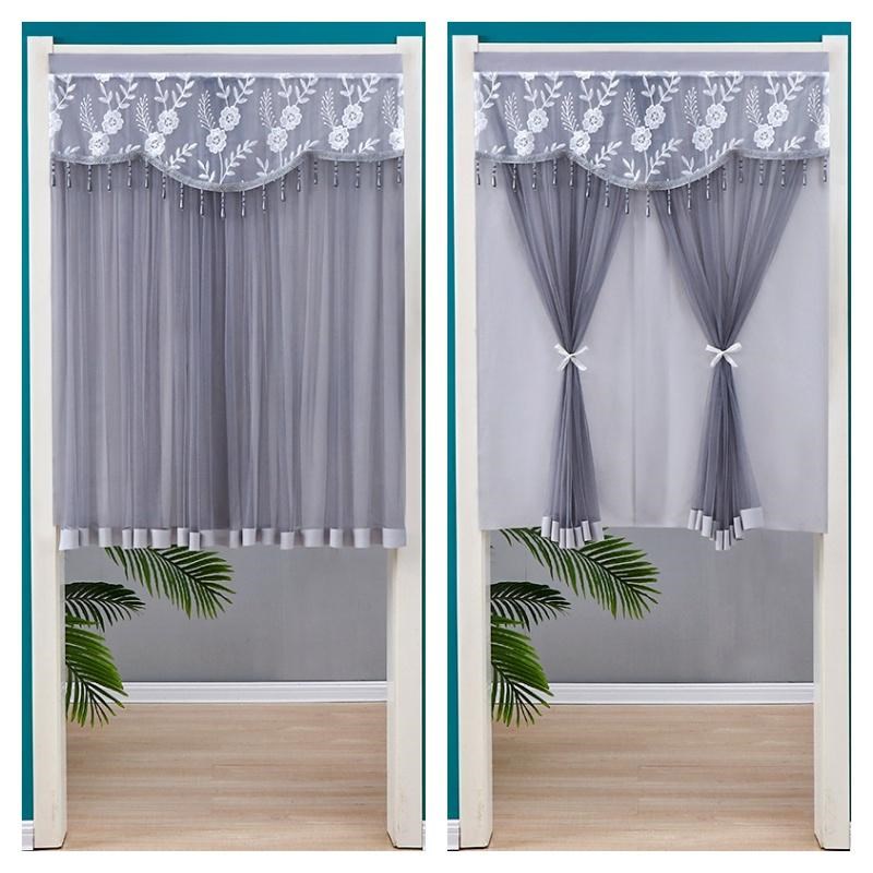 半截门帘家用短帘免打孔魔术贴伸缩杆挂帘厨房卫生间半帘不透人帘